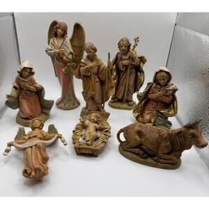 Lot of 8 Fontanini Simonetti Nativity Figurines Holiday Italy Baby Jesus Mary
